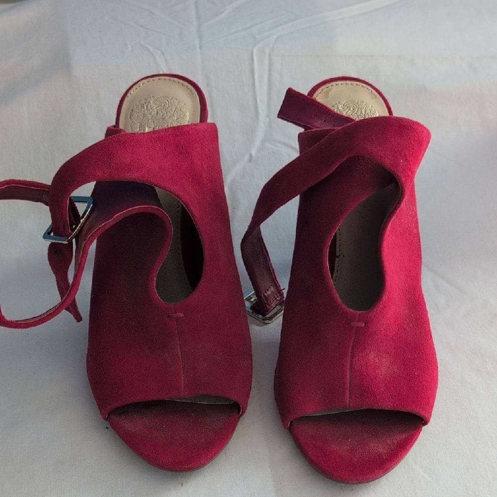 Vince Camuto Red Suede Open-Toe Mules